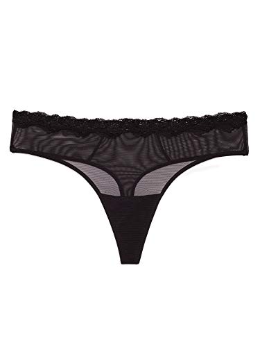 Electric Pink/Black Lace Trim Panty 2-Pack, Thongs/Bikinis