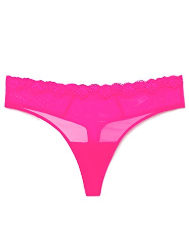 Electric Pink/Black Lace Trim Panty 2-Pack, Thongs/Bikinis
