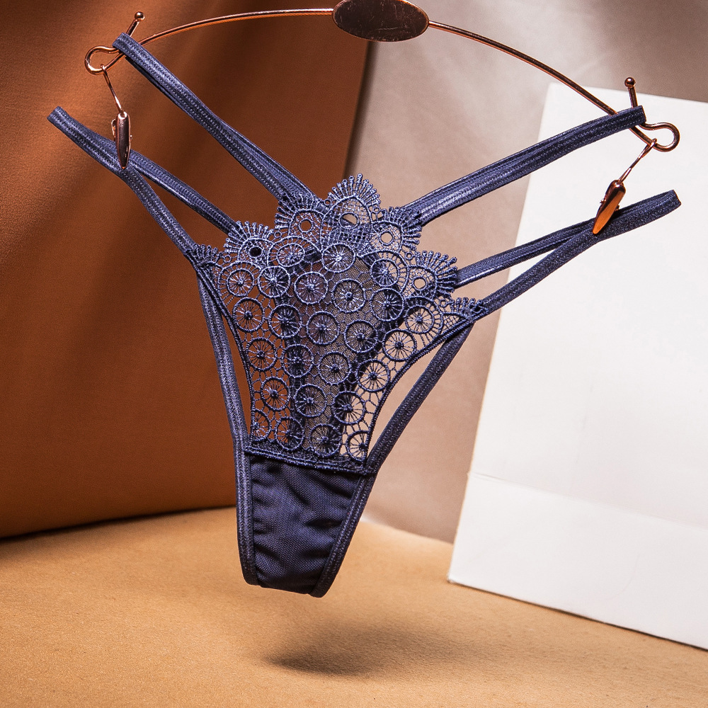 Embroidered Crossover Cutout Thong: Sexy Sheer Mesh Lingerie