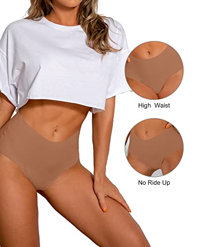 DEANGELMON Seamless High Waist Thong Lingerie Set, 4-Pack