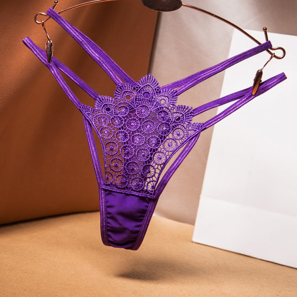 Embroidered Crossover Cutout Thong: Sexy Sheer Mesh Lingerie