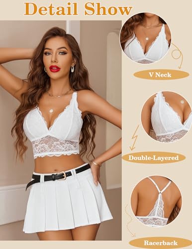 White Lace Wireless Bralette Crop Top - X-Large