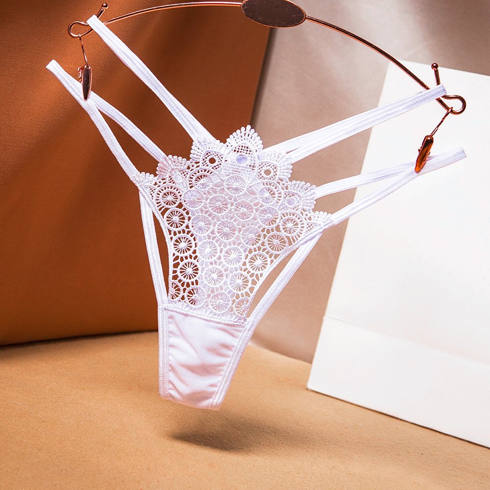 Embroidered Crossover Cutout Thong: Sexy Sheer Mesh Lingerie