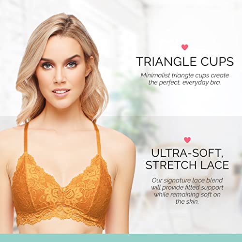 Sunset Gold Lace Bralette by Katie for Women (Medium)