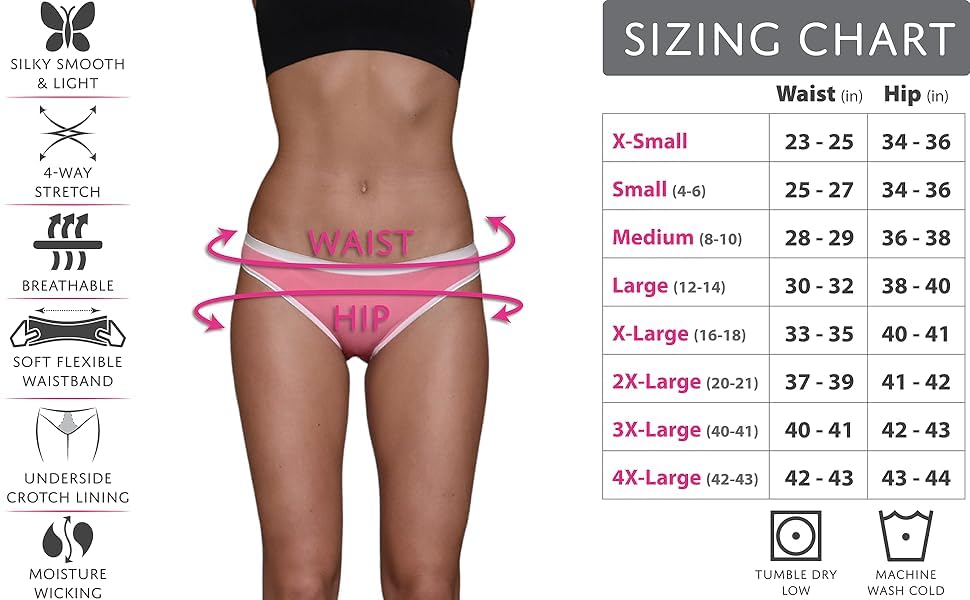 Sexy Basics Women’s 12 Pack Bikini Brief Panties | Ultra-Soft & Silky Nylon -Spandex Stretch Underwear