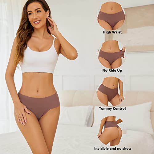 Jaywan Women High Waisted Seamless Thong 6 Pack
