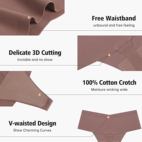 Jaywan Women High Waisted Seamless Thong 6 Pack