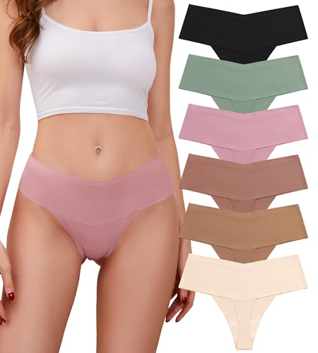 Seamless High Waisted Thongs 6 Pack Sexy Panties