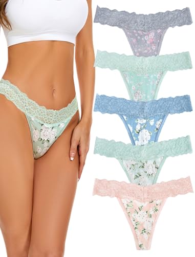 Voenxe Seamless Lace Thongs