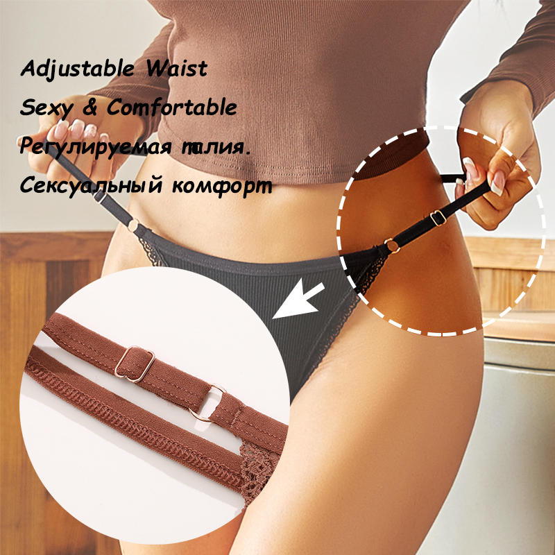 Cotton Lace G-String Thongs - 3 Pack Panties