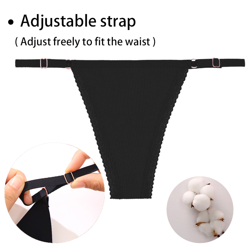 2PCS Lace Cotton Women's Sexy Thong Set S-XL