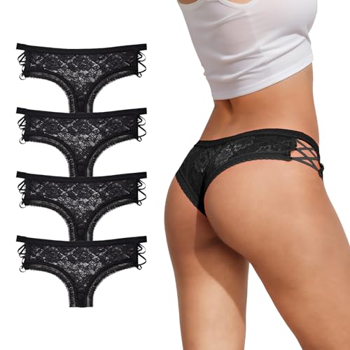 Svmer Women Lace Cheeky Bikini Panties 4 Pack