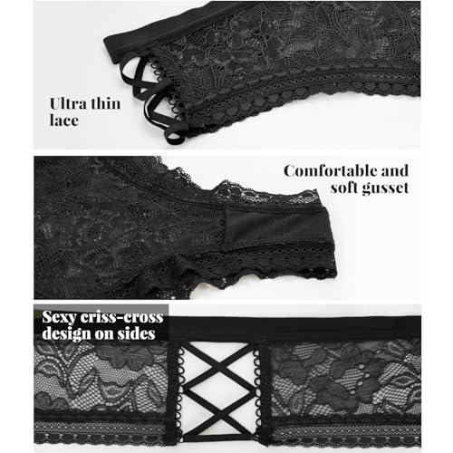 Svmer Women Lace Cheeky Bikini Panties 4 Pack