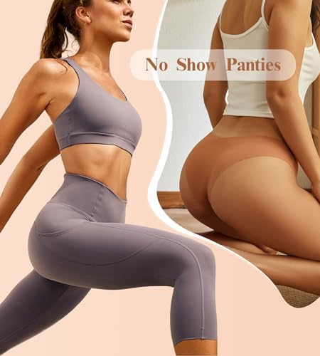 Beafulrab Women Seamless Underwear Soft No Show Stretch Bikini Invisibles Hipster V Cut Panties 6 pack Black(P2,M)