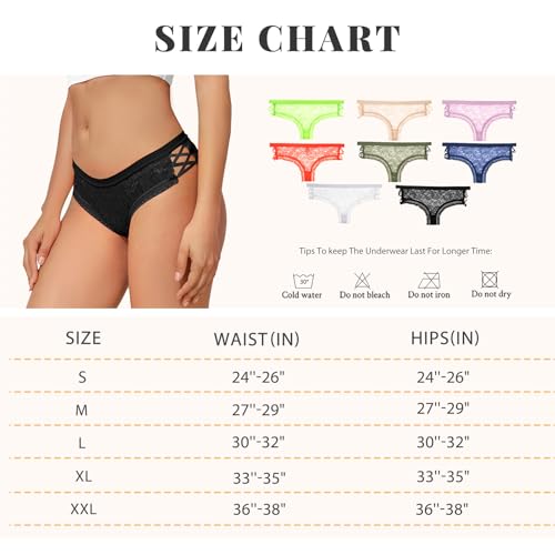 Svmer Women Lace Cheeky Bikini Panties 4 Pack