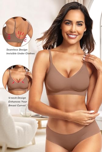 Vertvie Seamless Wireless Push Up Bralette Coffee