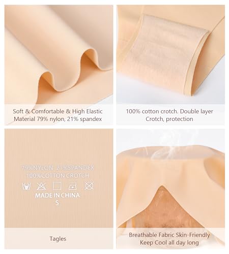 Beafulrab Women Seamless Underwear Soft No Show Stretch Bikini Invisibles Hipster V Cut Panties 6 pack Black(P2,M)