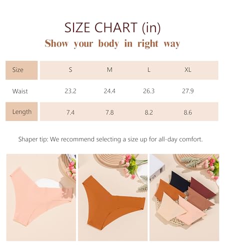 Beafulrab Women Seamless Underwear Soft No Show Stretch Bikini Invisibles Hipster V Cut Panties 6 pack Black(P2,M)