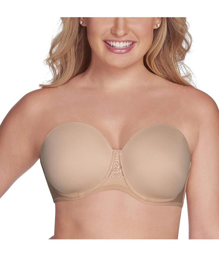 Vanity Fair Womens Beauty Back Smoothing Strapless Bra, 4-way Stretch Fabric, Lightly Lined Cups Up To H Bra, Rose Beige, 36C US