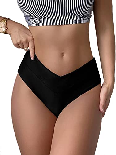 YELAIVP Women's V Cut Black High Waist Bikini