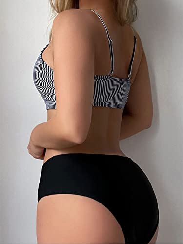 YELAIVP Women's V Cut Black High Waist Bikini