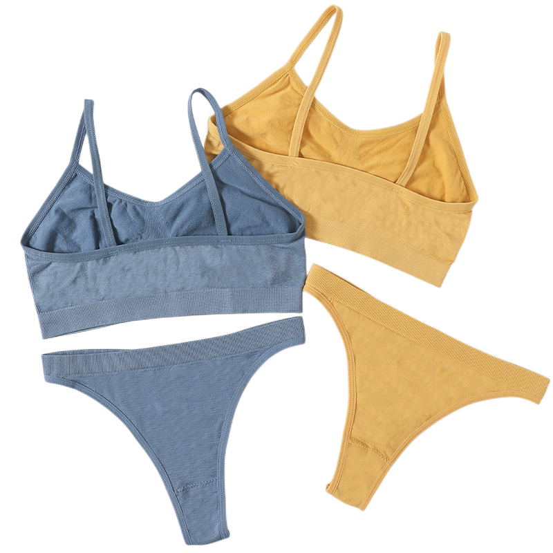 Seamless Bra Set with Low Waist Thongs & Bralette