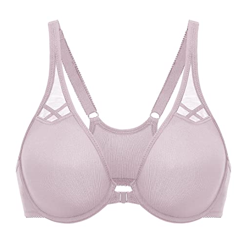 DELIMIRA Women's Racerback Front Closure Plus Size Seamless Comfort Underwire Bra Mauve Shadows 42C