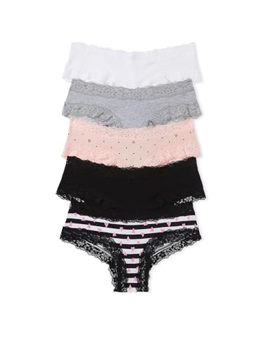 Victoria's Secret Lace Trim Cotton Cheeky Panty 5-Pack