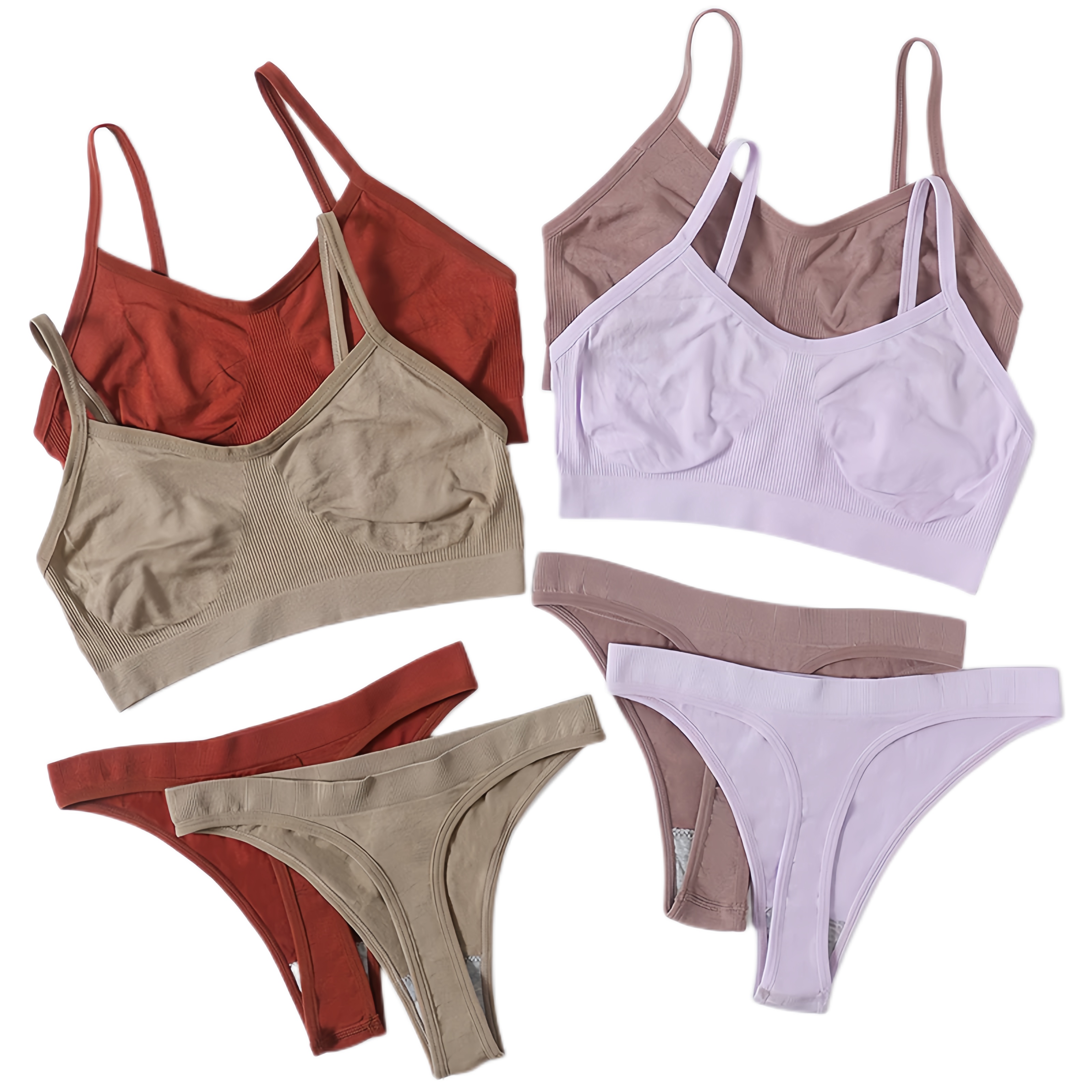 Seamless Wire-Free Bra Set with Thong Panties and Bralette