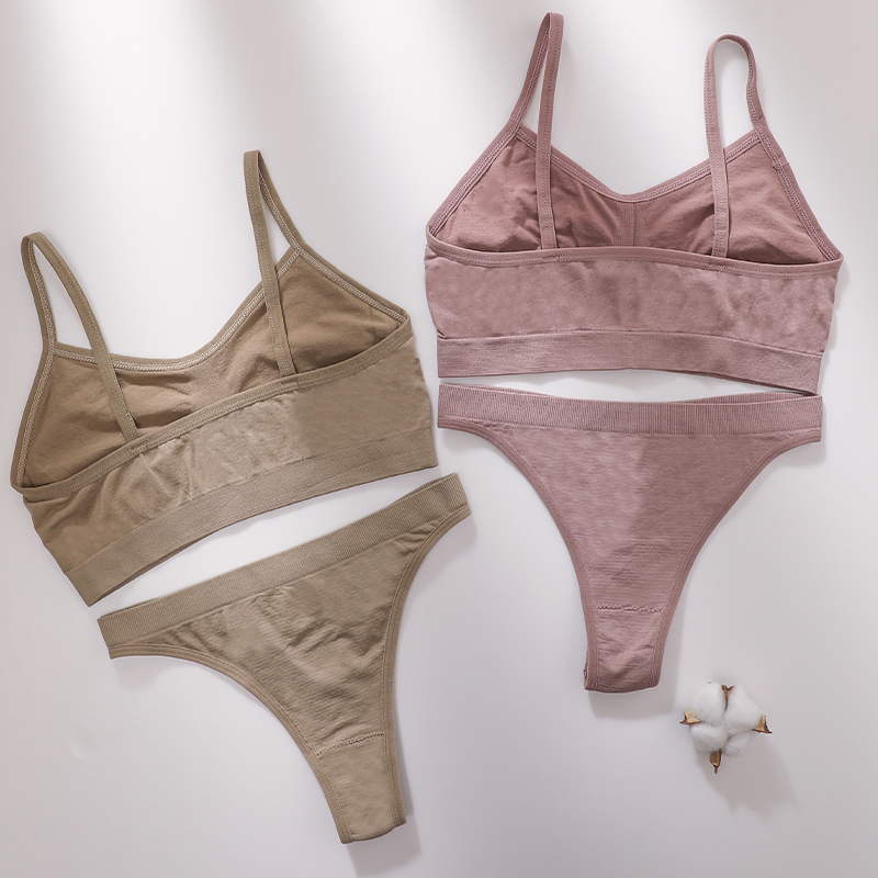 Seamless Wire-Free Bra Set with Thong Panties and Bralette