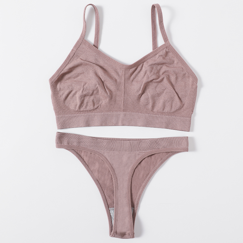 Seamless Wire-Free Bra Set with Thong Panties and Bralette
