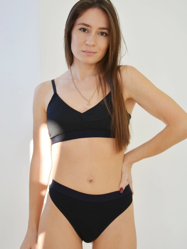 Comfortable Cotton Bra Set with Low Waist Thong