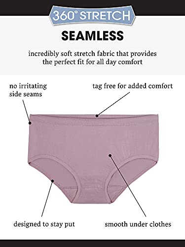 Fruit of the Loom Women's No Show Seamless Underwear, Amazing Stretch & No Panty Lines, Available in Plus Size, Bikini-8 Pack-Assorted Neutrals, 6