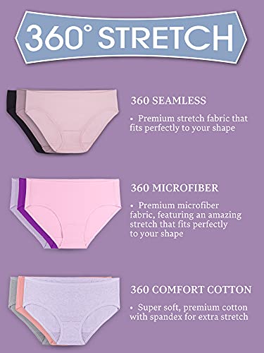Fruit of the Loom Women's No Show Seamless Underwear, Amazing Stretch & No Panty Lines, Available in Plus Size, Bikini-8 Pack-Assorted Neutrals, 6