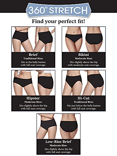 Fruit of the Loom Women's No Show Seamless Underwear, Amazing Stretch & No Panty Lines, Available in Plus Size, Bikini-8 Pack-Assorted Neutrals, 6