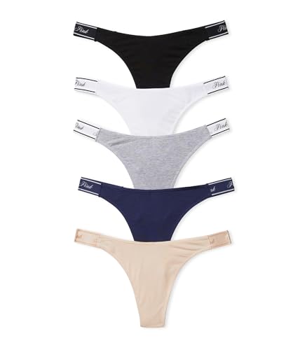 Victoria's Secret PINK Logo Cotton Thong Panty Pack