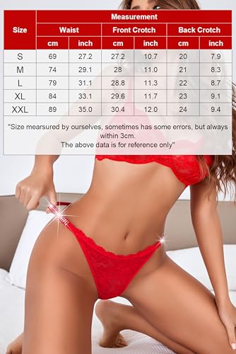 Red Lace Rhinestone Thong T-Back Plus Size Panties