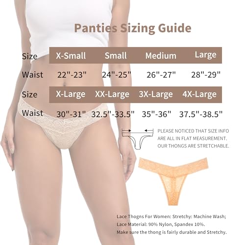 Lace Cotton Thongs Panties Assorted Colors 10-Pack