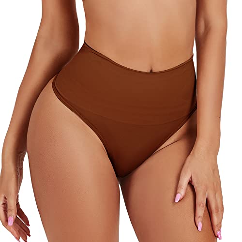 Brown Seamless Thong Shapewear for Women, High Waist