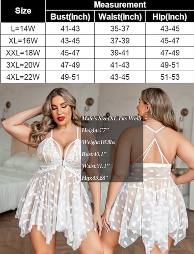 Sexy Lace Plus Size Babydoll Chemise Nightdress