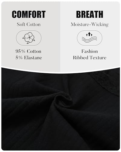 LEVAO 6 Pack Lace Black Cotton Women Underwear