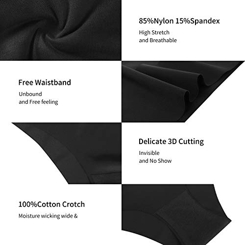 SHARICCA Women Seamless Cheeky Bikini No Show Panties Ladies Invisible Breathable Briefs Soft Stretch Underwear Multi Pack (6P02,XS)