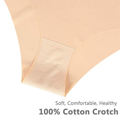 SHARICCA Women Seamless Cheeky Bikini No Show Panties Ladies Invisible Breathable Briefs Soft Stretch Underwear Multi Pack (6P02,XS)