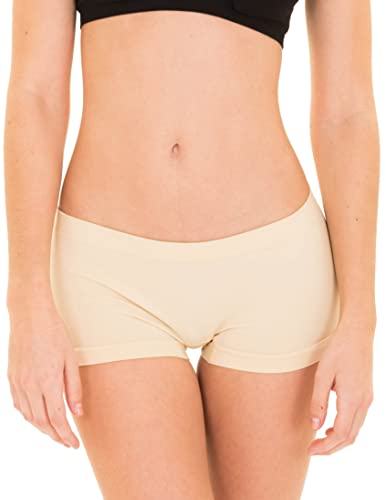 Kalon 6-Pack Women's Nylon Spandex Boyshort Panties - Basics