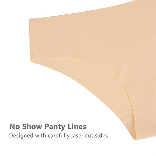 SHARICCA Women Seamless Cheeky Bikini No Show Panties Ladies Invisible Breathable Briefs Soft Stretch Underwear Multi Pack (6P02,XS)
