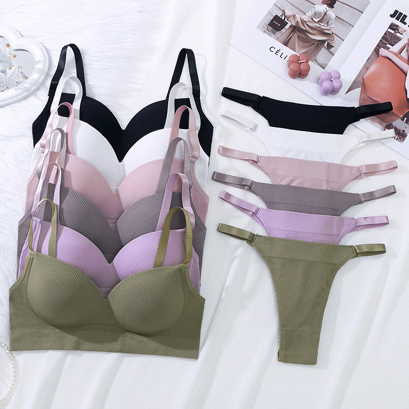 Women's Sexy G-String Bra Panties Crop Top Set