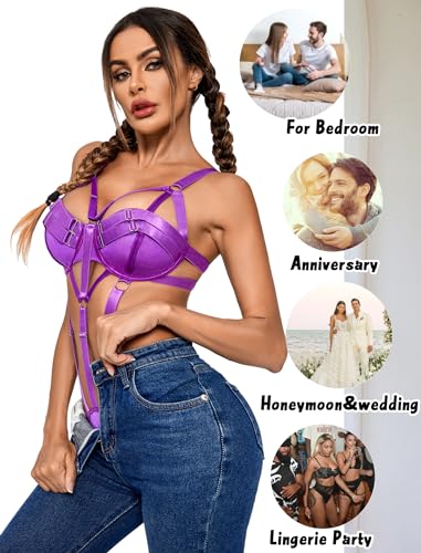 Avidlove Push Up Bra One Piece Babydoll Purple