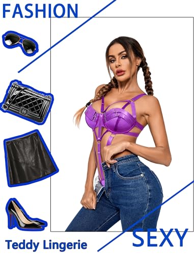 Avidlove Push Up Bra One Piece Babydoll Purple