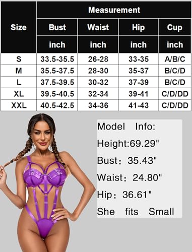 Avidlove Push Up Bra One Piece Babydoll Purple