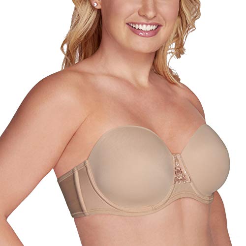 Vanity Fair Womens Beauty Back Smoothing Strapless Bra, 4-way Stretch Fabric, Lightly Lined Cups Up To H Bra, Rose Beige, 36C US
